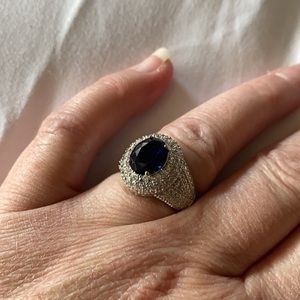 Blue Sapphire 925 sterling Silver plated Ring